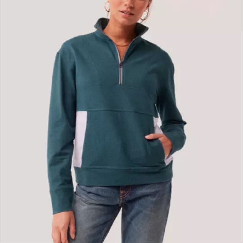 Teal Half-Zip Pullover Jacket - Women